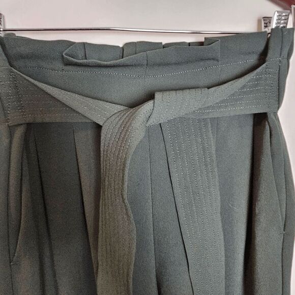 Madewell Tie Waist Huston Pull On Crop Wide Leg Pants MB189 Women's Green Size S - Picture 2 of 5